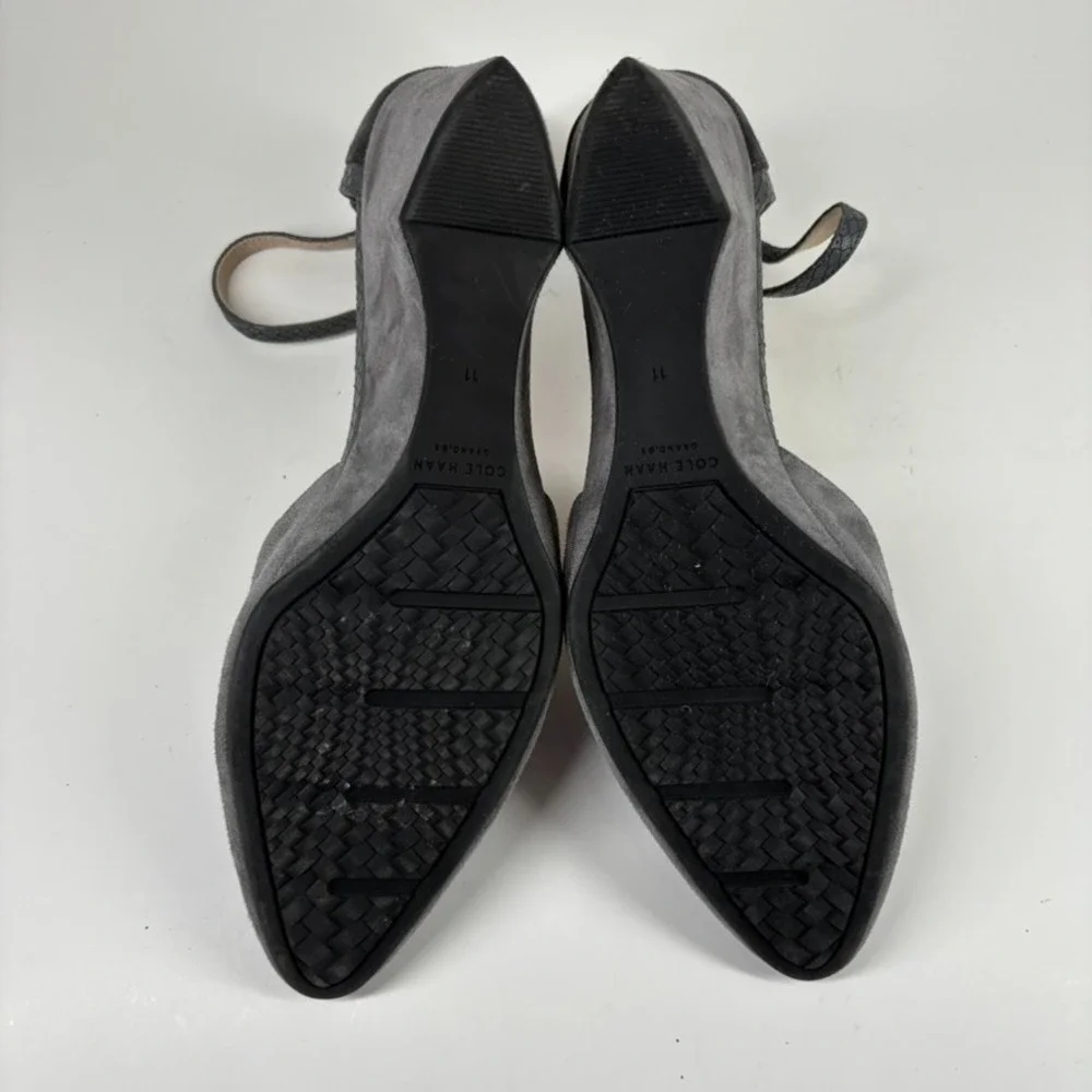 Cole Haan Lara Women's US 11 Grey Suede‎ Comfort Casual Ankle Strap Wedge Pumps